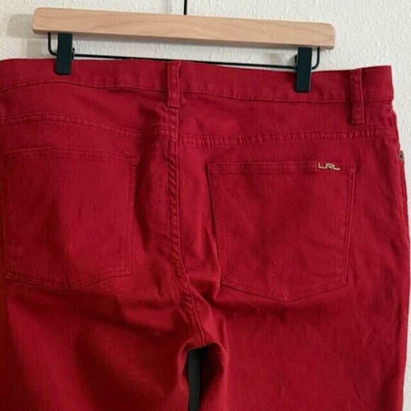 LRL Jeans Ralph Lauren Women's SZ 16 Red Straight Stretch Cropped/Ankle - Picture 5 of 14